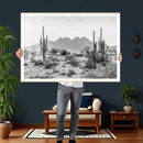 Black White Arizona Desert Canvas Wall Art Cactus Farmhouse