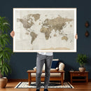Detailed World Map Wall Art Canvas Print by MyGreatCanvas | Canvas Wall Art Prints | Photo Prints & Wall Decor