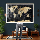 Framed Large World Map Wall Art Canvas Print for Living Room by MyGreatCanvas | Canvas Wall Art Prints | Photo Prints & Wall Decor