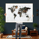 Large World Map Canvas Print – Framed Travel Map Wall Art