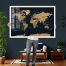 Vintage World Map Canvas on the Dark Background Wall Art