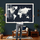 Black World Map Wall Art Canvas Print for Home Office and by MyGreatCanvas | Canvas Wall Art Prints | Photo Prints & Wall Decor