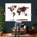 Rustic World Map Wall Art Canvas Print | Large World Map on