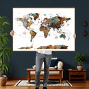Watercolor World Map Canvas Print – Detailed Map of the