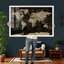 Push Pin World Map Canvas Wall Art Print, Interactive Travel