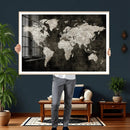 Vintage World Map Wall Art Canvas Print – Framed Large Map