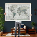 Neutral Vintage World Map Canvas Wall Art Print, Classic Map by MyGreatCanvas | Canvas Wall Art Prints | Photo Prints & Wall Decor