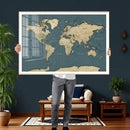 Minimal Vintage World Map Canvas Wall Art Print, Neutral