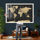 Vintage Blue and Brown World Map Canvas Wall Art – Framed by MyGreatCanvas | Canvas Wall Art Prints | Photo Prints & Wall Decor