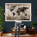 Black and White World Map Canvas Print – Framed Wall Art for by MyGreatCanvas | Canvas Wall Art Prints | Photo Prints & Wall Decor