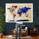 Colorful World Map Canvas Wall Art – Abstract Watercolor Map by MyGreatCanvas | Canvas Wall Art Prints | Photo Prints & Wall Decor