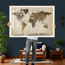 Vintage World Map Canvas Wall Art – Framed Travel Map for by MyGreatCanvas | Canvas Wall Art Prints | Photo Prints & Wall Decor
