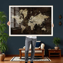 Blue World Map Canvas Wall Art – Framed Modern Travel Map by MyGreatCanvas | Canvas Wall Art Prints | Photo Prints & Wall Decor