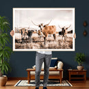 Texas Longhorn Cattle Wall Art Canvas Print, Sepia Western by MyGreatCanvas | Canvas Wall Art Prints | Photo Prints & Wall Decor
