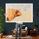 Minimal Longhorn Bull Wall Art Canvas Print, Neutral Western by MyGreatCanvas | Canvas Wall Art Prints | Photo Prints & Wall Decor
