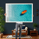 Minimalist Boat Wall Art Canvas Print, Aerial Sea Landscape by MyGreatCanvas | Canvas Wall Art Prints | Photo Prints & Wall Decor