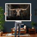 Vintage Longhorn Bull Wall Art Canvas Print – Rustic Western by MyGreatCanvas | Canvas Wall Art Prints | Photo Prints & Wall Decor