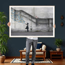 Banksy Girl with Butterflies Street Art Wall Art Canvas by MyGreatCanvas | Canvas Wall Art Prints | Photo Prints & Wall Decor