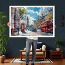 London Street Canvas Wall Art — Big Ben Red Bus Print | Oil by MyGreatCanvas | Canvas Wall Art Prints | Photo Prints & Wall Decor