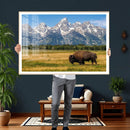 Bison in Mountain Landscape Wall Art Canvas Print – Western by MyGreatCanvas | Canvas Wall Art Prints | Photo Prints & Wall Decor
