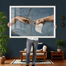 Funny Bathroom Canvas Wall Art, Michelangelo Creation of by MyGreatCanvas | Canvas Wall Art Prints | Photo Prints & Wall Decor