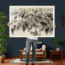 Cowboy Cattle Drive Canvas Wall Art, Western Longhorn Herd by MyGreatCanvas | Canvas Wall Art Prints | Photo Prints & Wall Decor