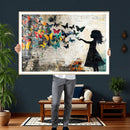 Banksy Butterfly Girl Wall Art Canvas Print, Framed Street by MyGreatCanvas | Canvas Wall Art Prints | Photo Prints & Wall Decor
