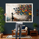 Banksy Graffiti Butterfly Girl Wall Art Canvas Print, Framed by MyGreatCanvas | Canvas Wall Art Prints | Photo Prints & Wall Decor