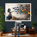 Banksy Butterfly Girl Wall Art Canvas Print, Framed Street by MyGreatCanvas | Canvas Wall Art Prints | Photo Prints & Wall Decor