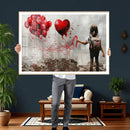 Girl Graffiti Wall Art Canvas Print, Red Balloon Heart by MyGreatCanvas | Canvas Wall Art Prints | Photo Prints & Wall Decor