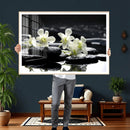 Plumeria Frangipani Black Stone Canvas | White Flower Spa by MyGreatCanvas | Canvas Wall Art Prints | Photo Prints & Wall Decor