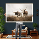 Texas Longhorn Canvas Wall Art Western Bull Desert Moody by MyGreatCanvas | Canvas Wall Art Prints | Photo Prints & Wall Decor