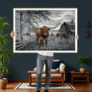 Texas Longhorn Canvas Wall Art, Rustic Farm Barn Bluebonnet by MyGreatCanvas | Canvas Wall Art Prints | Photo Prints & Wall Decor