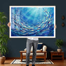 School of Fish Canvas Print | Blue Ocean Underwater Wall Art by MyGreatCanvas | Canvas Wall Art Prints | Photo Prints & Wall Decor