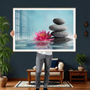 Zen Canvas Wall Art Lotus Flower Stacked Stones Teal Spa by MyGreatCanvas | Canvas Wall Art Prints | Photo Prints & Wall Decor