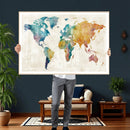 Watercolor World Map Canvas Wall Art Print – Abstract by MyGreatCanvas | Canvas Wall Art Prints | Photo Prints & Wall Decor