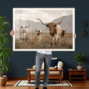 Rustic Texas Longhorn Cow Canvas Wall Art Print, Rustic Farm Animal Photography Print, Farmhouse Country Decor, Western Ranch Art by MyGreatCanvas | Canvas Wall Art Prints | Photo Prints & Wall Decor