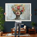 Golden Petal Wall Art Canvas Print - Silhouette Woman Wall