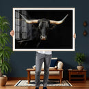 Black Bull Wall Art – Majestic Longhorn Canvas Print with