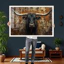 Longhorn Texas Cow Bull Wall Art | Rustic Farmhouse Canvas by MyGreatCanvas | Canvas Wall Art Prints | Photo Prints & Wall Decor