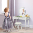 Kids Vanity Makeup Table & Chair Set Make Up Stool-White