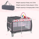 3-in-1 Portable Baby Playard with Zippered Door and Toy Bar-Red