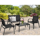4 Pieces Patio Furniture Set with Glass Top Coffee Table by LJGDeals