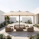 15.5 ft Patio Umbrella with Solar LED Lights & Crank by LJGDeals