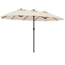 15.5 ft Patio Umbrella with Solar LED Lights & Crank