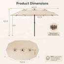 15.5 ft Patio Umbrella with Solar LED Lights & Crank by LJGDeals