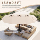 15.5 ft Patio Umbrella with Solar LED Lights & Crank by LJGDeals