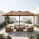 15.5 ft Patio Umbrella with Solar LED Lights & Crank by LJGDeals