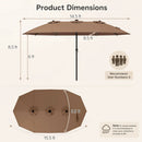 15.5 ft Patio Umbrella with Solar LED Lights & Crank by LJGDeals