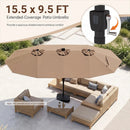 15.5 ft Patio Umbrella with Solar LED Lights & Crank by LJGDeals